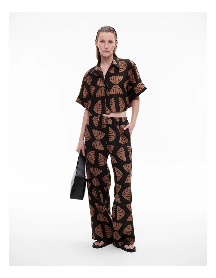 Linen Pull On Pant in Nutmeg Print image 2