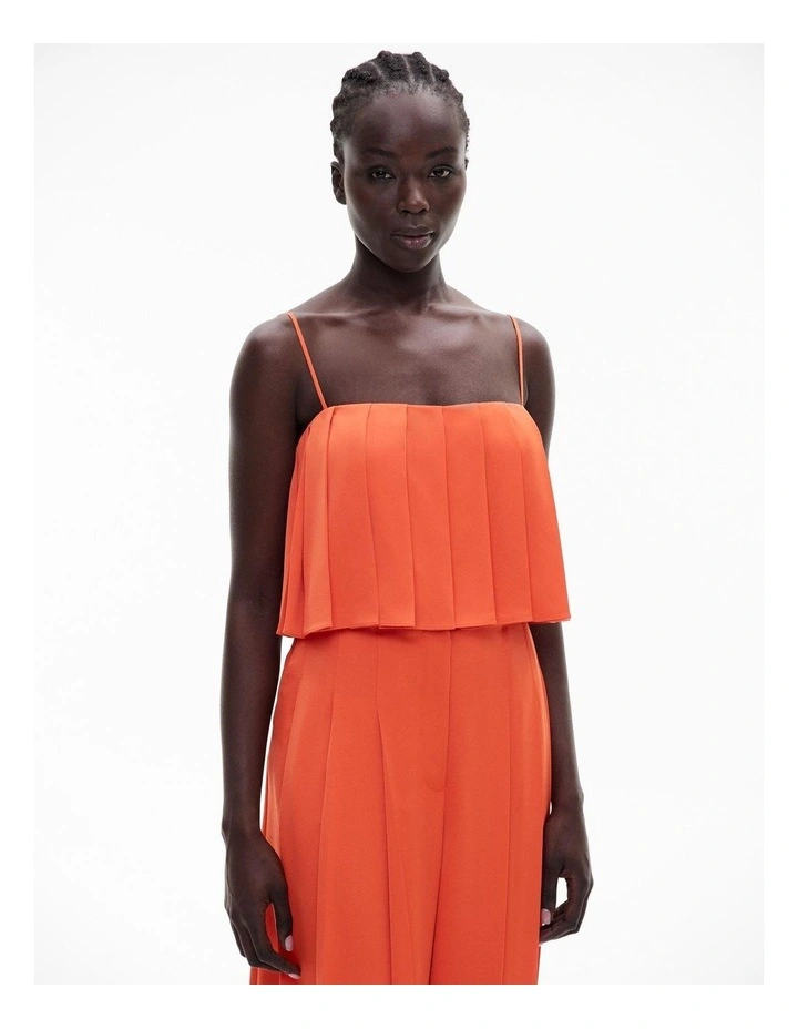 Pleat Camisole in Tangerine image 1