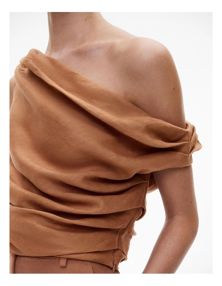 Off Shoulder Top in Nutmeg image 3