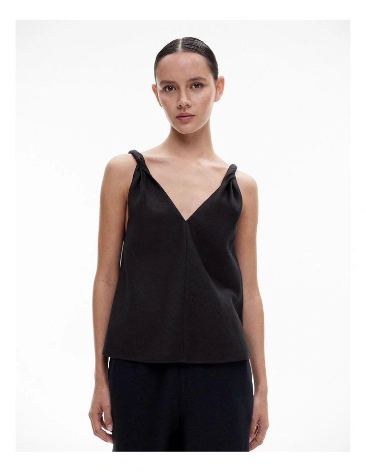 Twist Strap Camisole in Black image 1