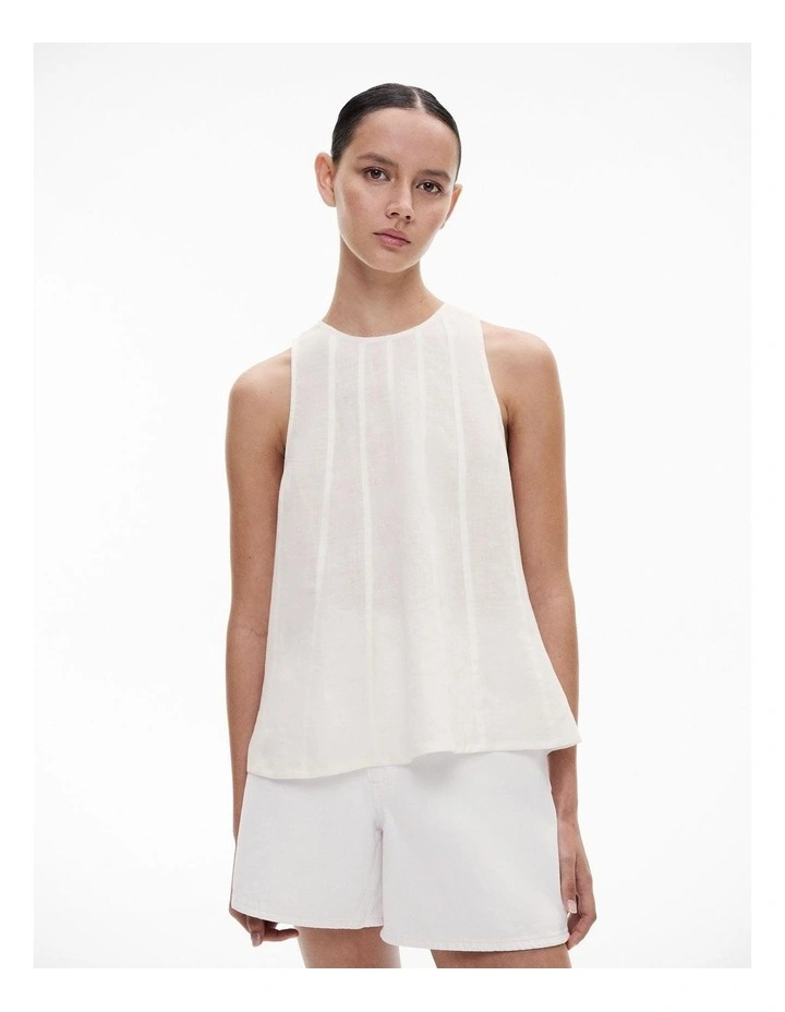 Seam Detail Tank in Fresh White image 1