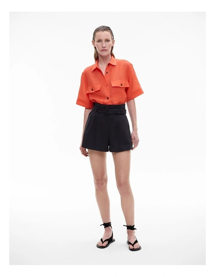 Short Sleeve Utility Pocket Shirt in Tangerine image 2