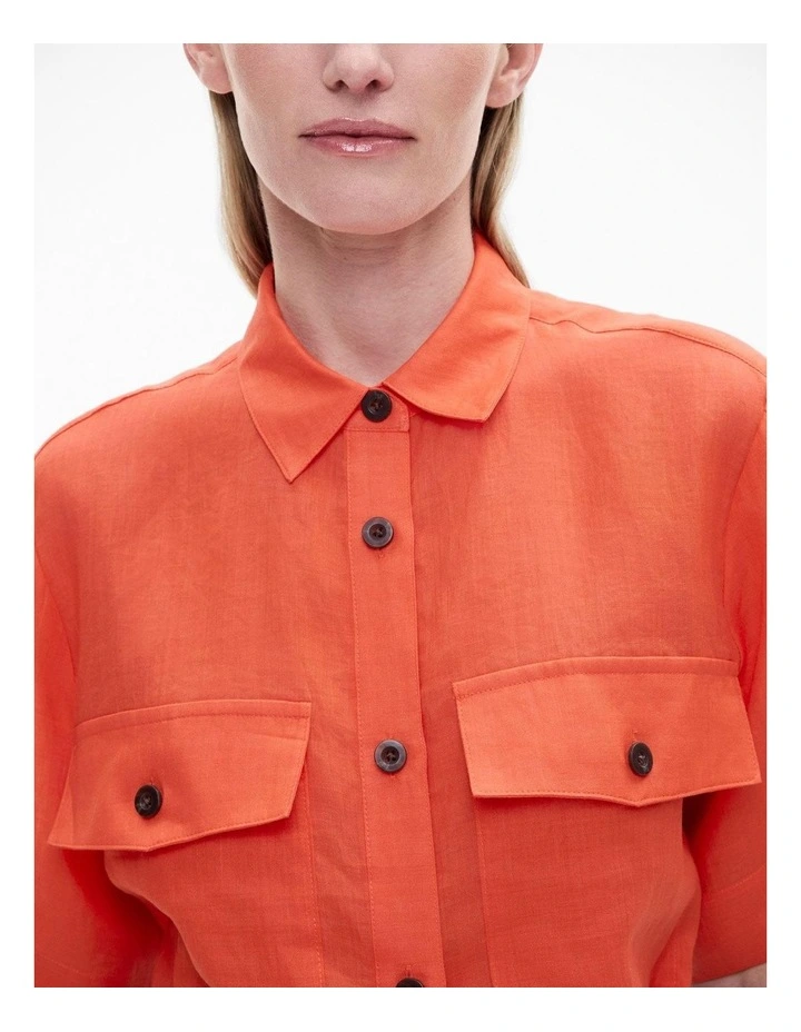 Short Sleeve Utility Pocket Shirt in Tangerine image 3