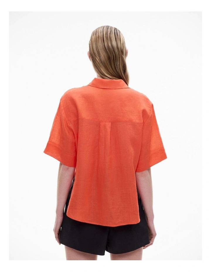 Short Sleeve Utility Pocket Shirt in Tangerine image 4