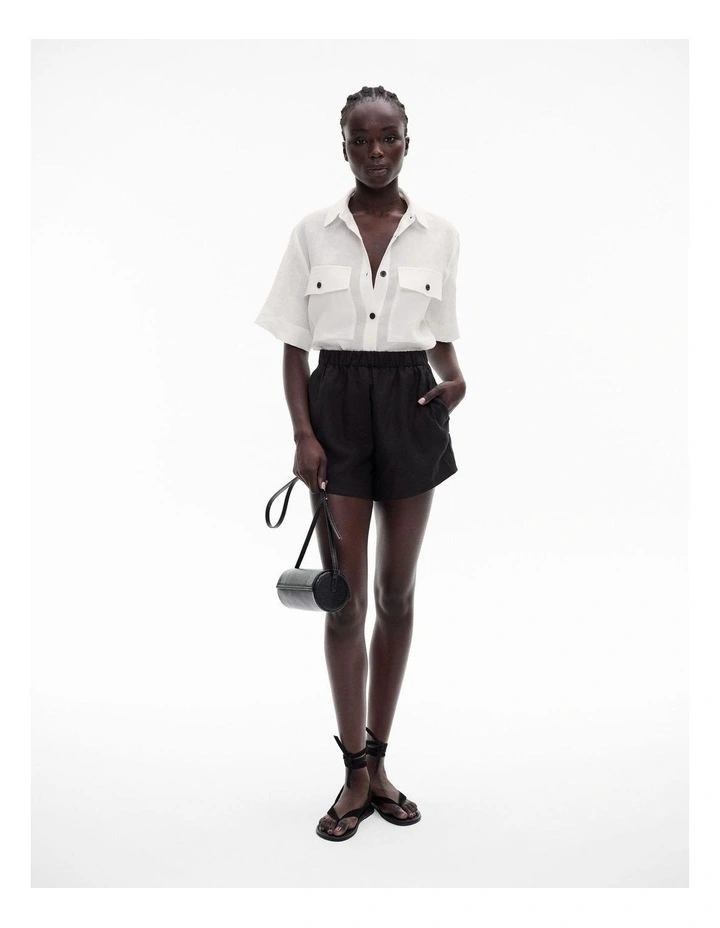 Short Sleeve Utility Pocket Shirt in Fresh White image 2