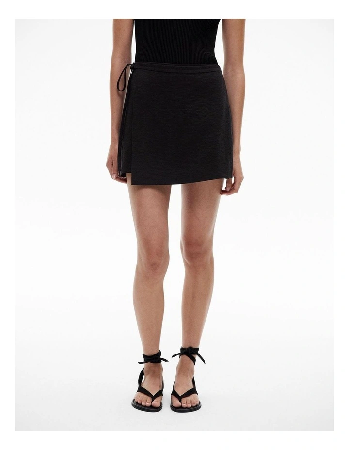 Tie Detail Wrap Skort in Black image 1