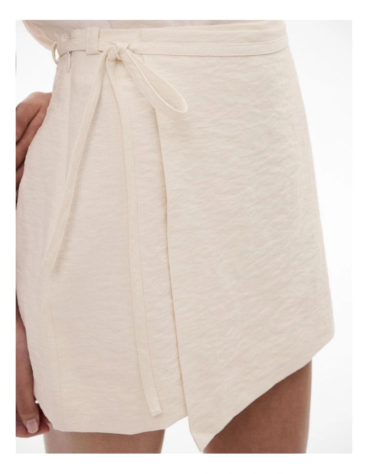 Tie Detail Wrap Skort in Cream image 3