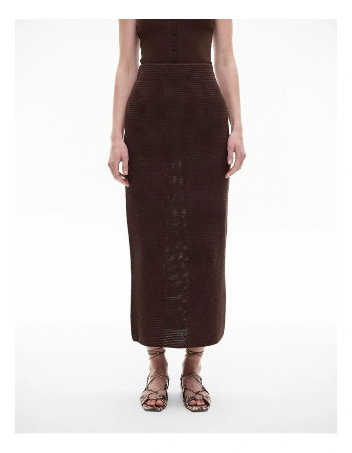Stitch Knit Skirt in Chocolate Brown image 1