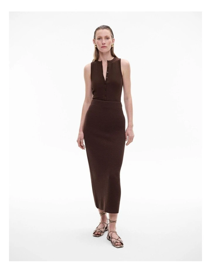 Stitch Knit Skirt in Chocolate Brown image 2