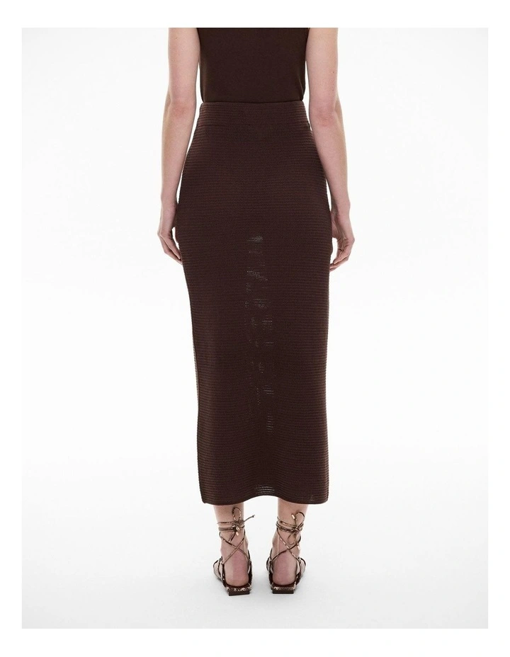 Stitch Knit Skirt in Chocolate Brown image 4