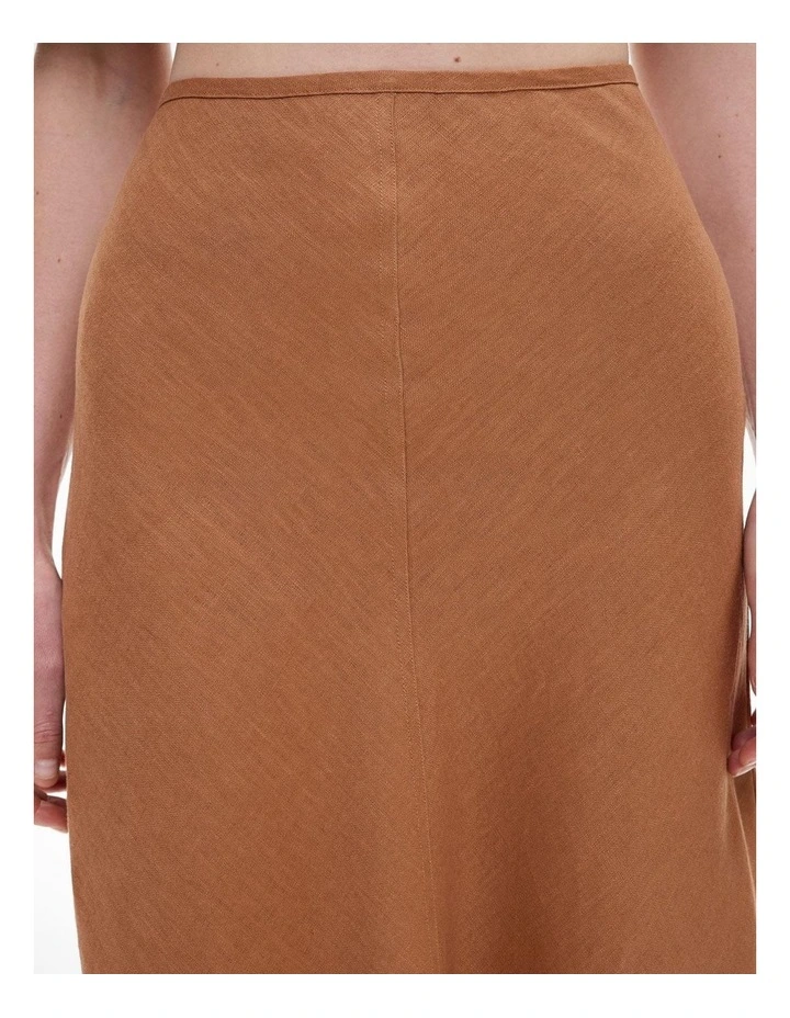 Bias Linen Skirt in Nutmeg image 3