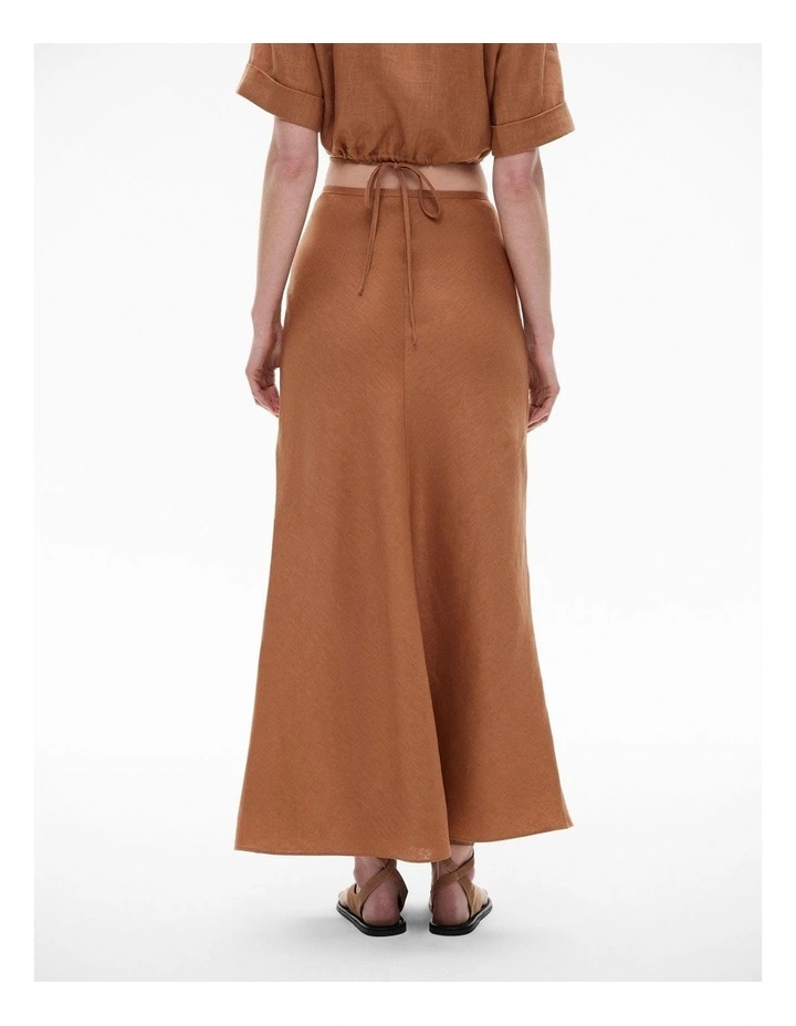 Bias Linen Skirt in Nutmeg image 4