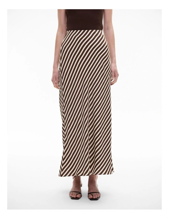 Stripe Maxi Slip Skirt in Chocolate Stripe image 1