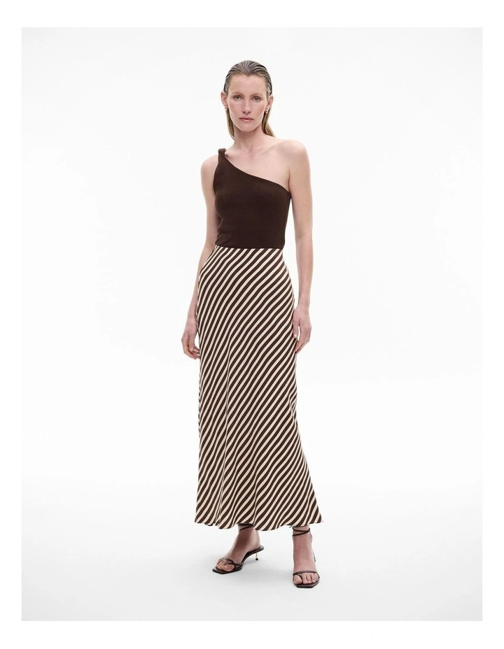 Stripe Maxi Slip Skirt in Chocolate Stripe image 2
