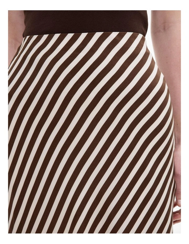 Stripe Maxi Slip Skirt in Chocolate Stripe image 3