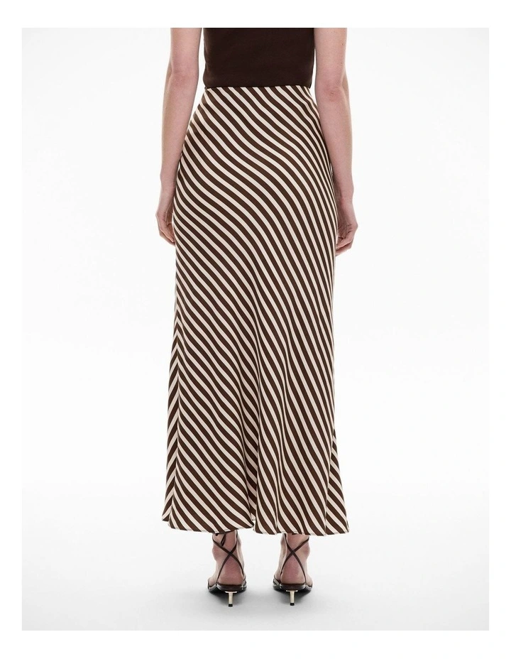 Stripe Maxi Slip Skirt in Chocolate Stripe image 4