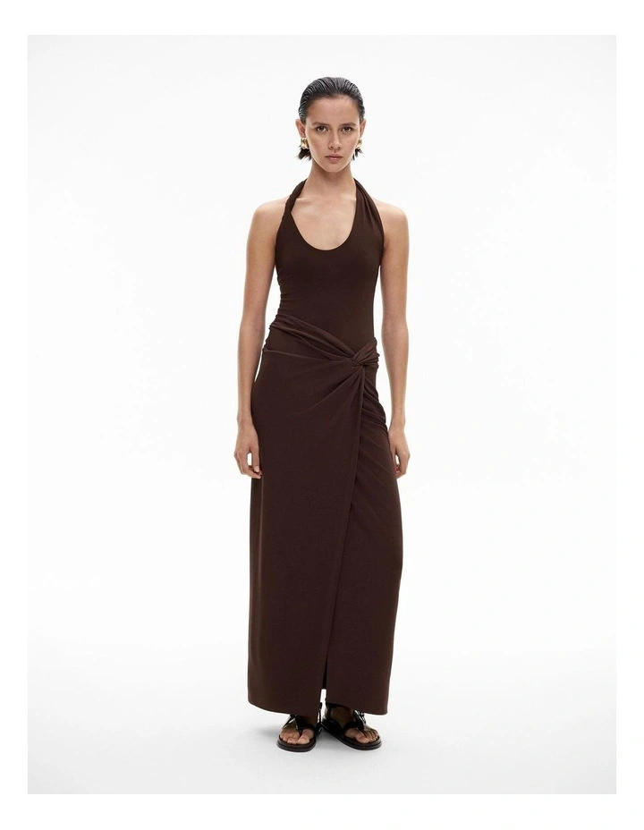 Jersey Twist Bodysuit in Chocolate Brown image 2