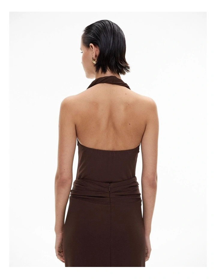 Jersey Twist Bodysuit in Chocolate Brown image 4