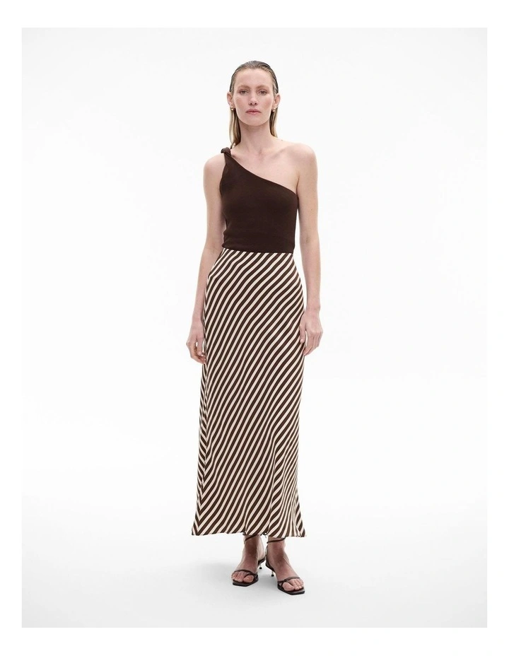 Twist One Shoulder Tank in Chocolate image 2