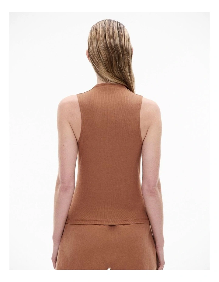 Rib Drape Neck Top in Nutmeg image 2