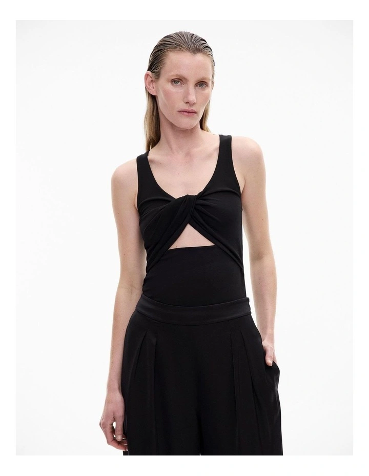 Drape Scoop Tank in Black image 1