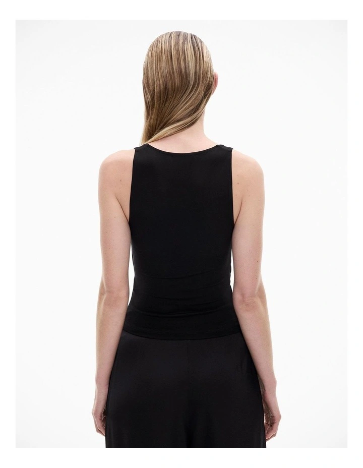 Drape Scoop Tank in Black image 2