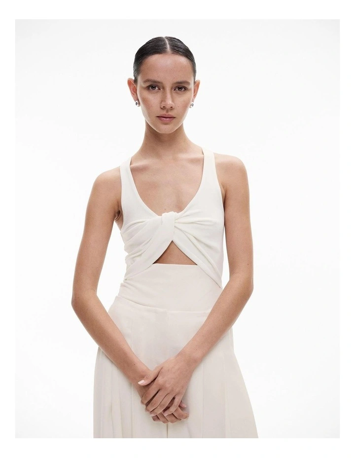 Drape Scoop Tank in Fresh White image 1
