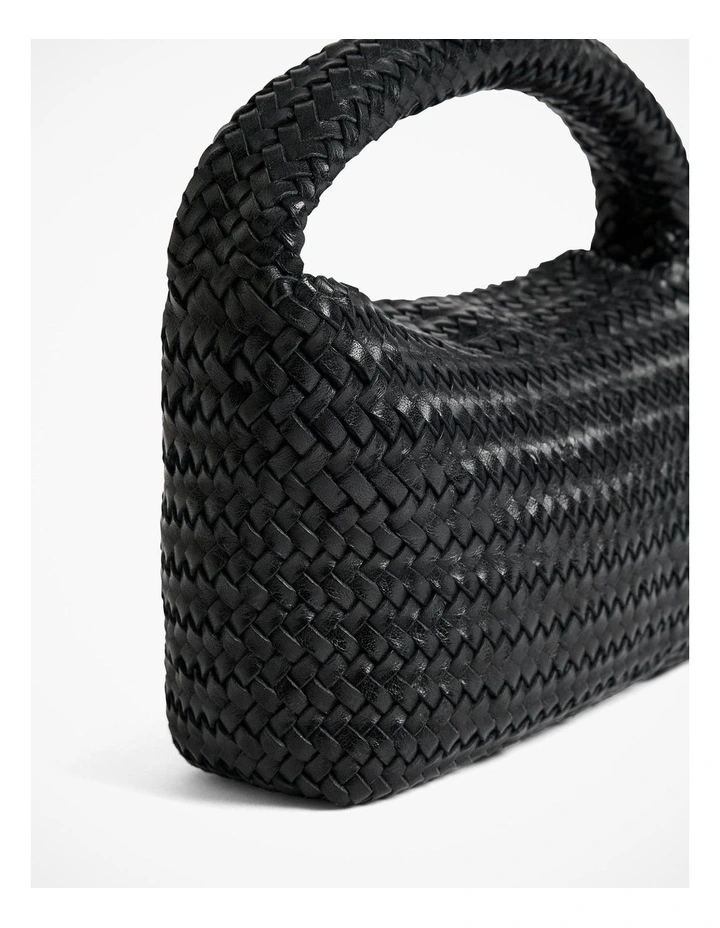 Lydia Mini Woven Bag in Black image 3
