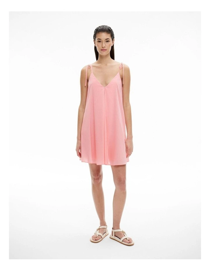 Invert Pleat Mini Dress in Guava image 1