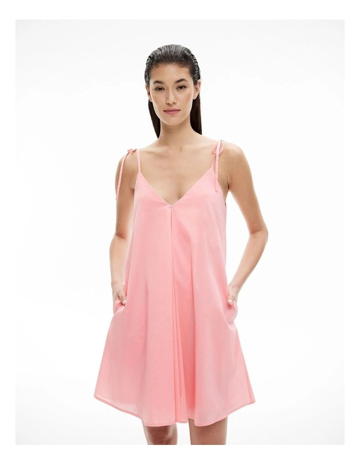 Invert Pleat Mini Dress in Guava image 2