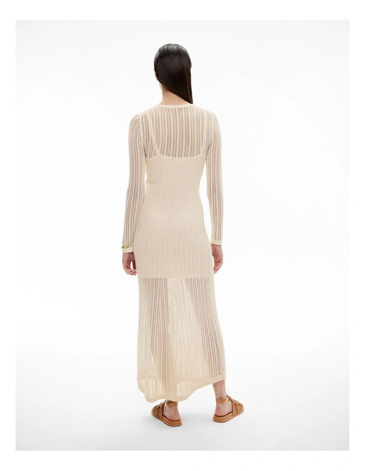 Stitch Detail Knit Dress in Vanilla image 4