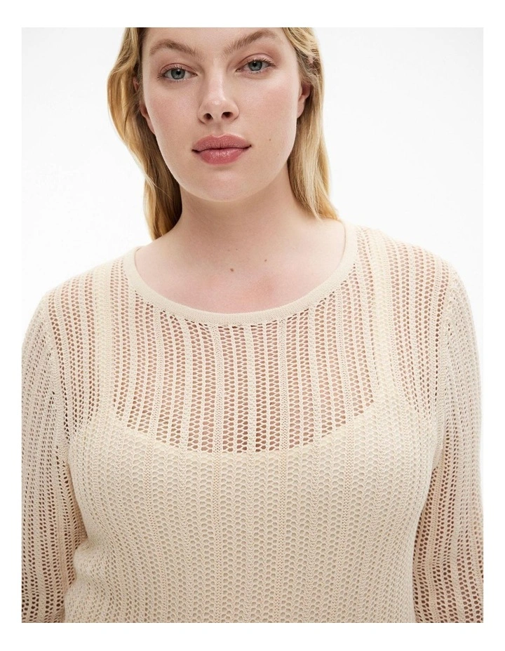 Stitch Detail Knit Dress in Vanilla image 7