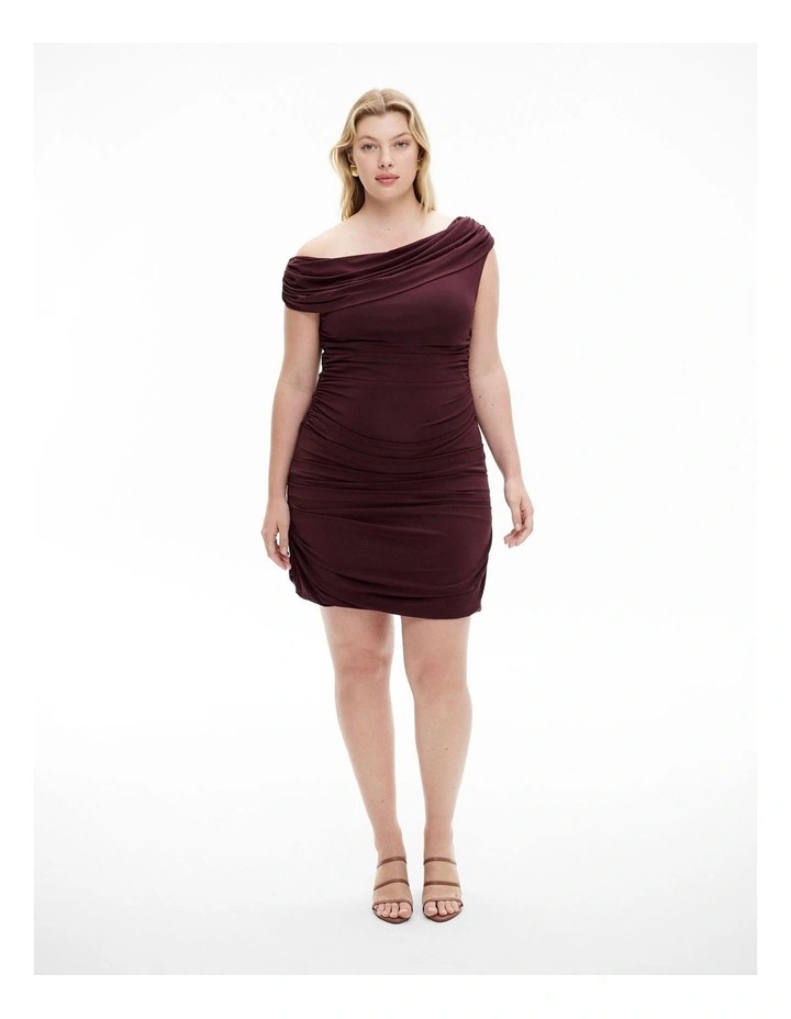 Drape Mini Dress in Aubergine image 1