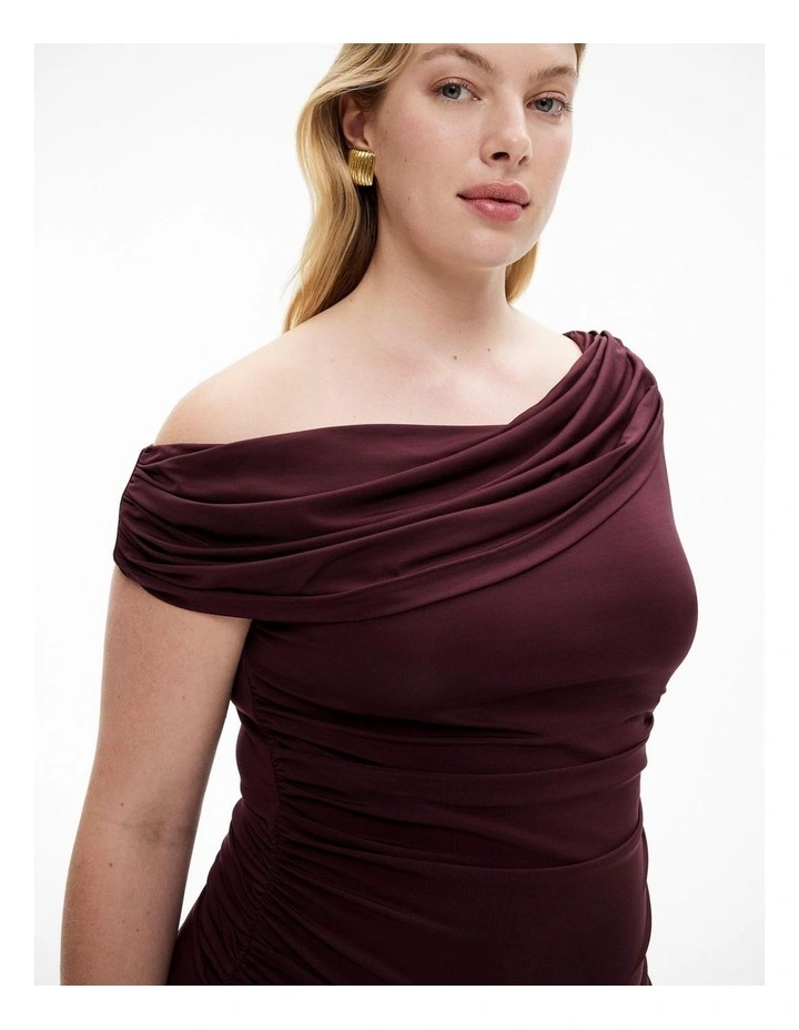 Drape Mini Dress in Aubergine image 3
