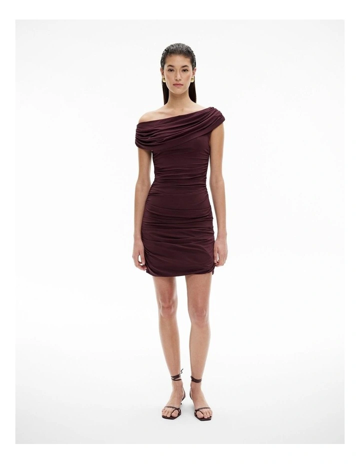 Drape Mini Dress in Aubergine image 4