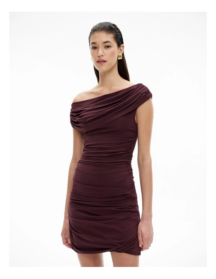 Drape Mini Dress in Aubergine image 5