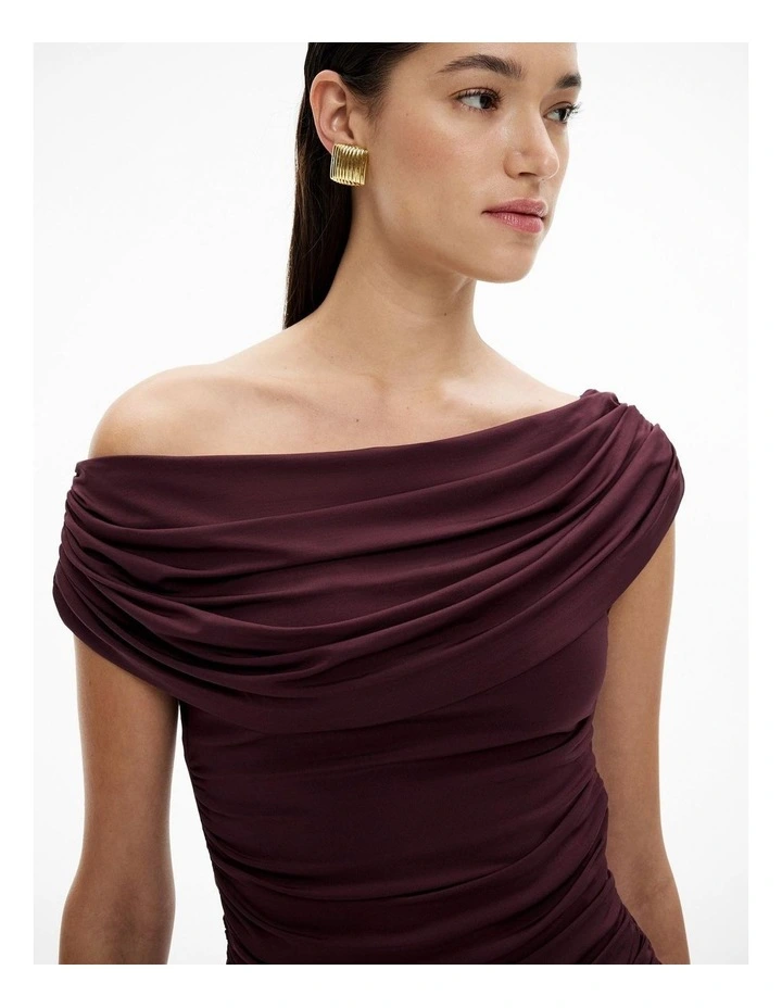 Drape Mini Dress in Aubergine image 6