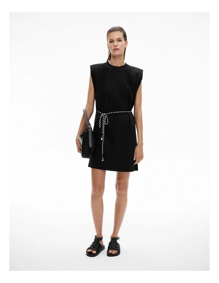 Tie T-shirt Dress in Black image 1