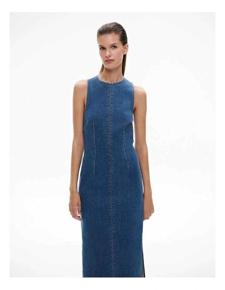 Midi Denim Dress in Indigo image 2