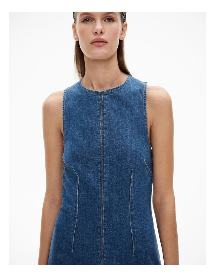 Midi Denim Dress in Indigo image 3
