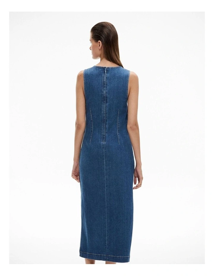 Midi Denim Dress in Indigo image 4