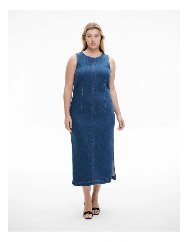 Midi Denim Dress in Indigo image 5