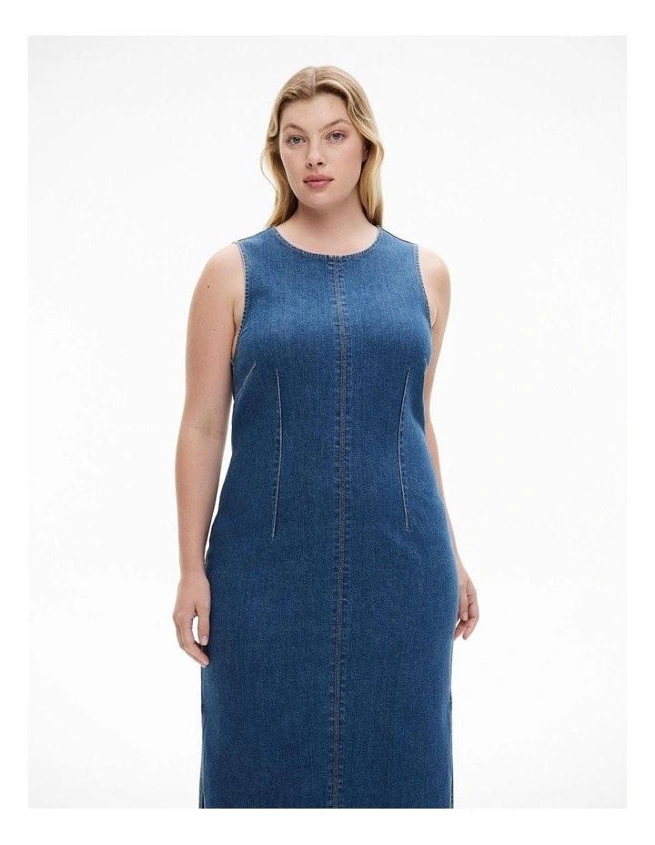 Midi Denim Dress in Indigo image 6