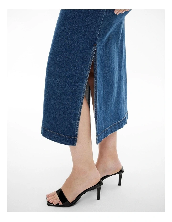 Midi Denim Dress in Indigo image 7