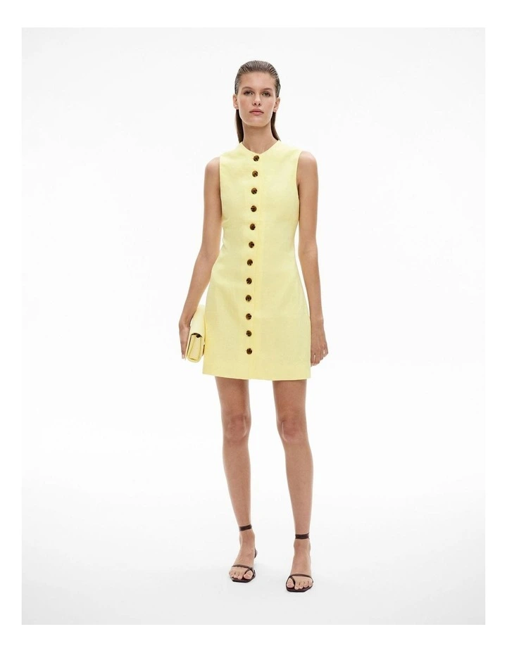 Button Front Mini Dress in Limoncello image 1