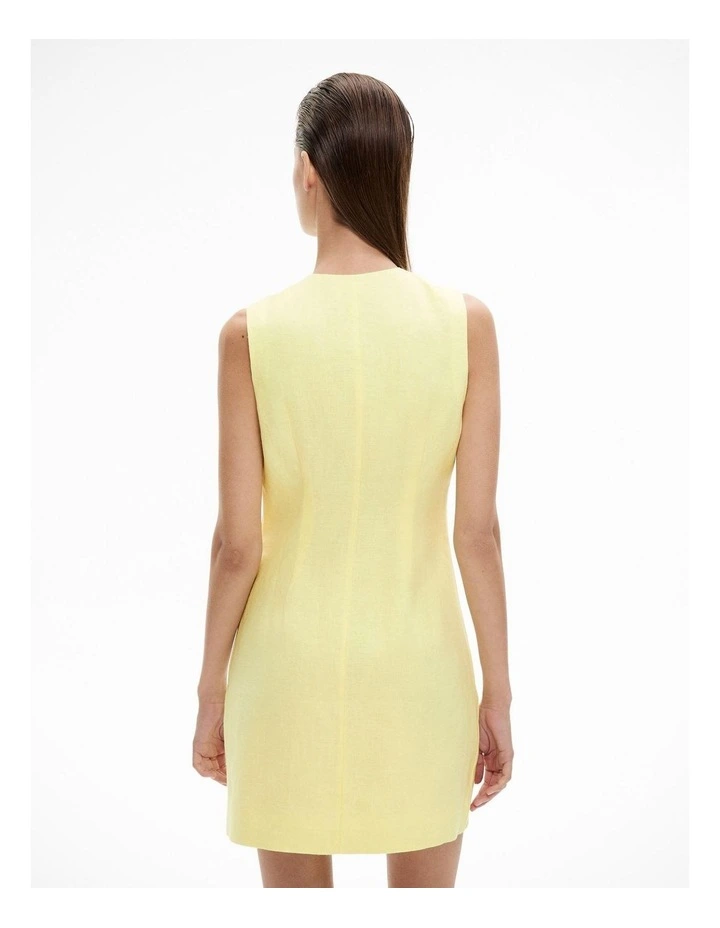 Button Front Mini Dress in Limoncello image 4