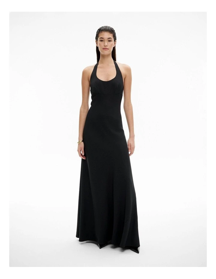 Maxi Tie Halter Dress in Black image 1