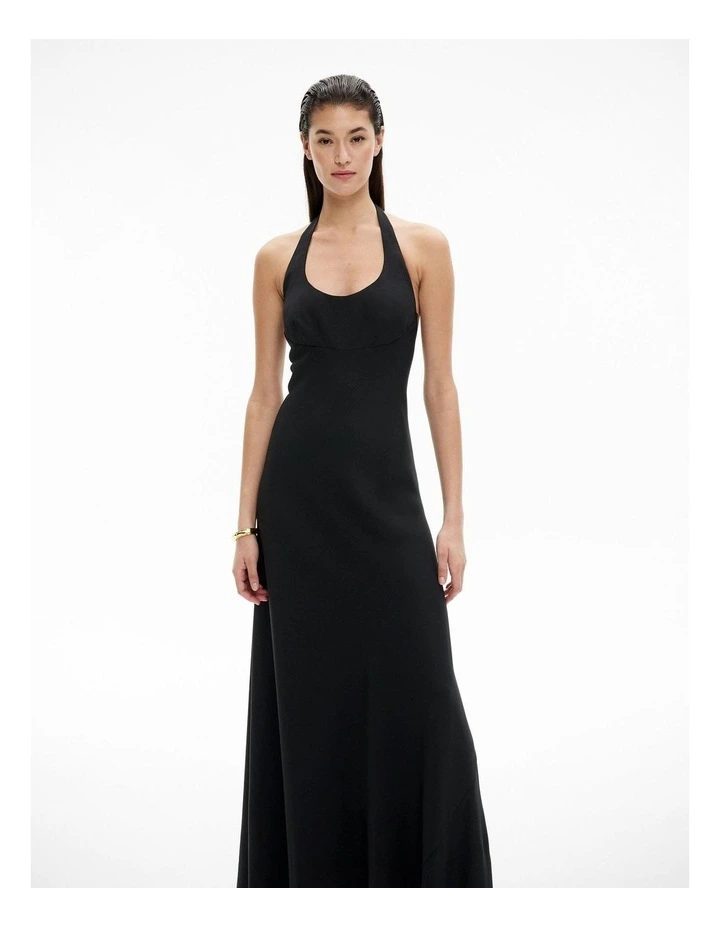 Maxi Tie Halter Dress in Black image 2