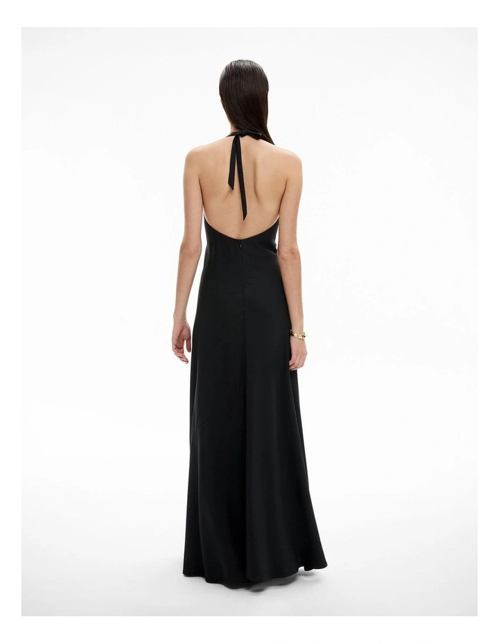 Maxi Tie Halter Dress in Black image 4