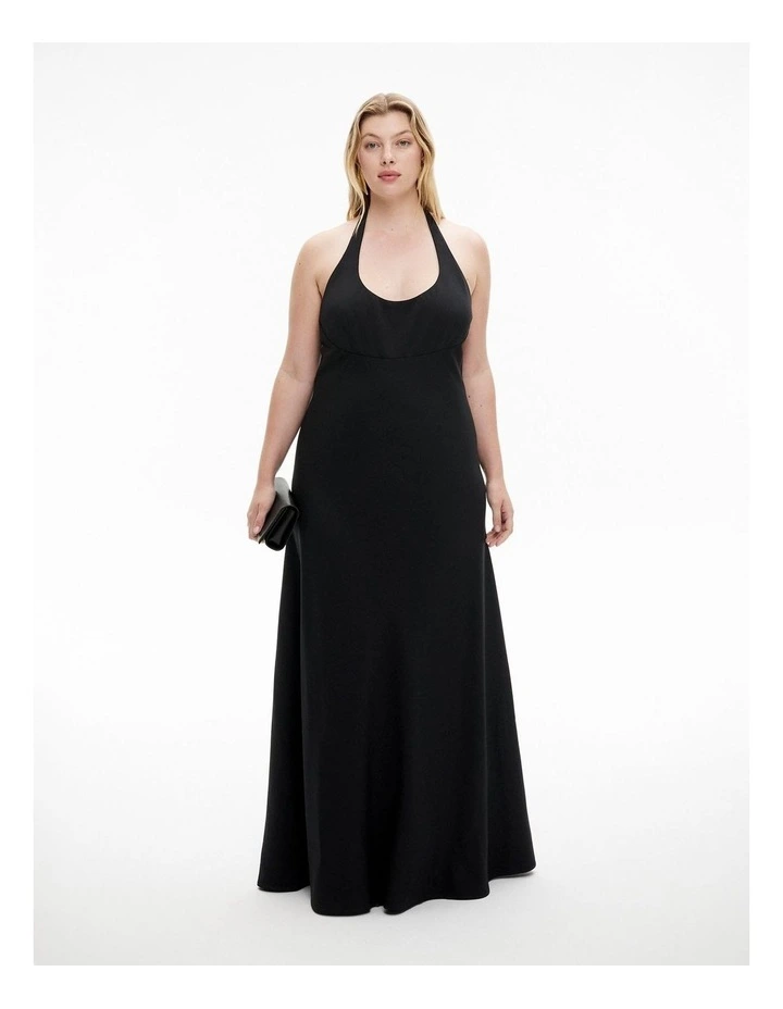 Maxi Tie Halter Dress in Black image 5